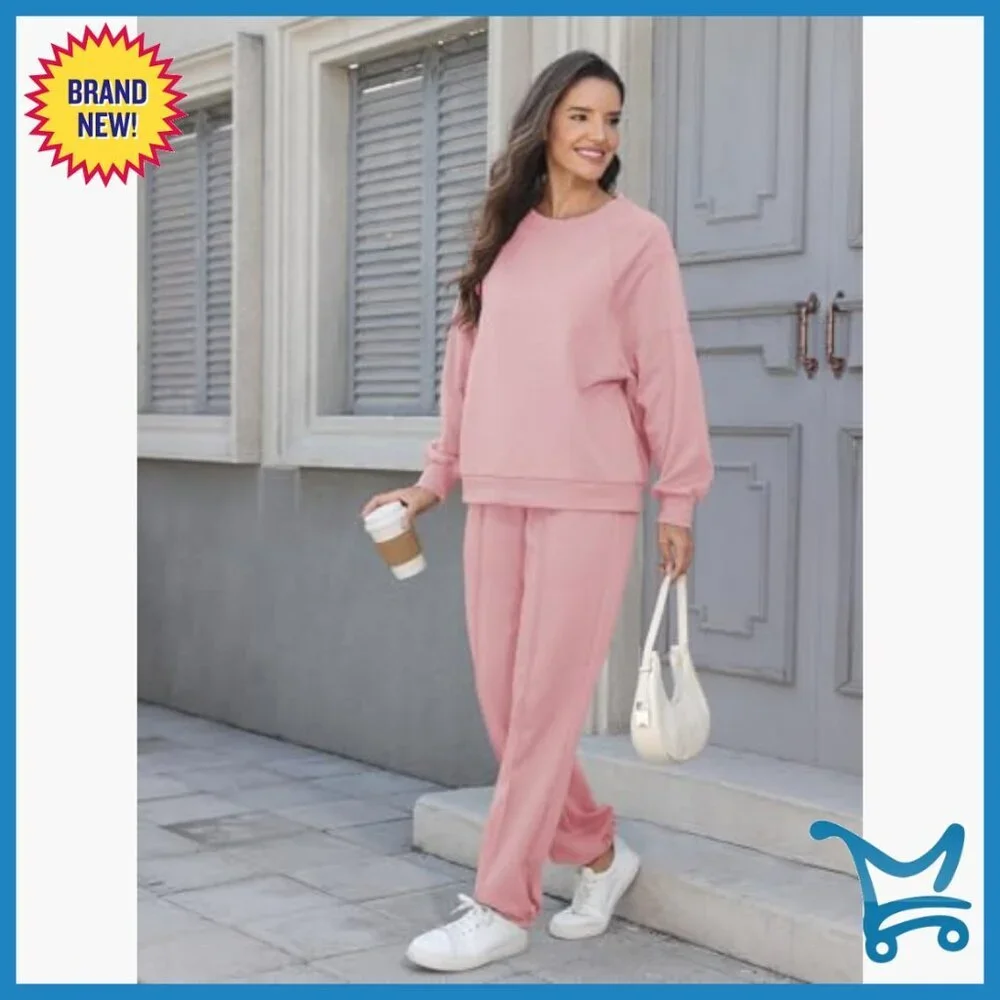 Oversized Sweatsuit Set Jogger Pants Long Sleeve Loungewear Tracksuit